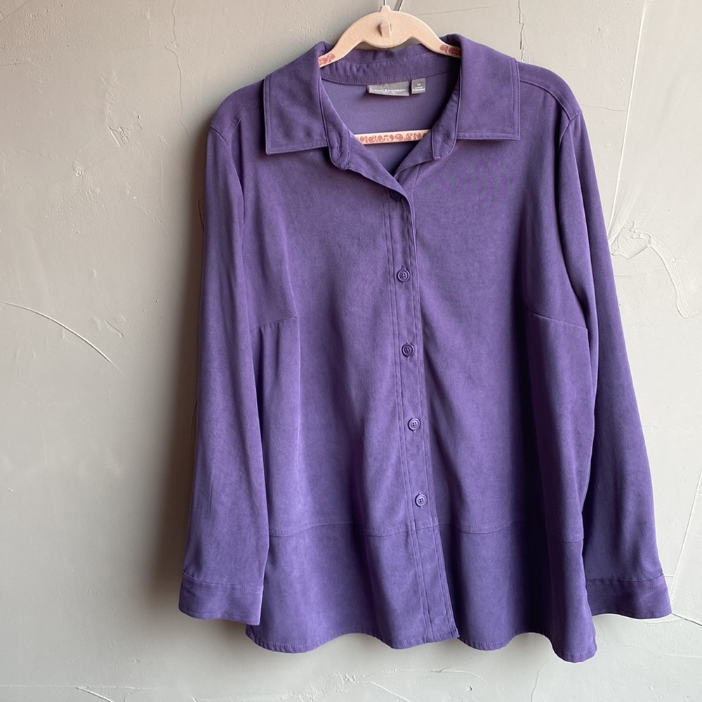 Croft & Barrow PURPLE Long Sleeve Shirt Button Cuffs Heavyweight Cloth Size 1X